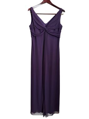 Alex Evenings Deep Purple Maxi Dress Sleeveless Twist Knot Formal Event Size 14